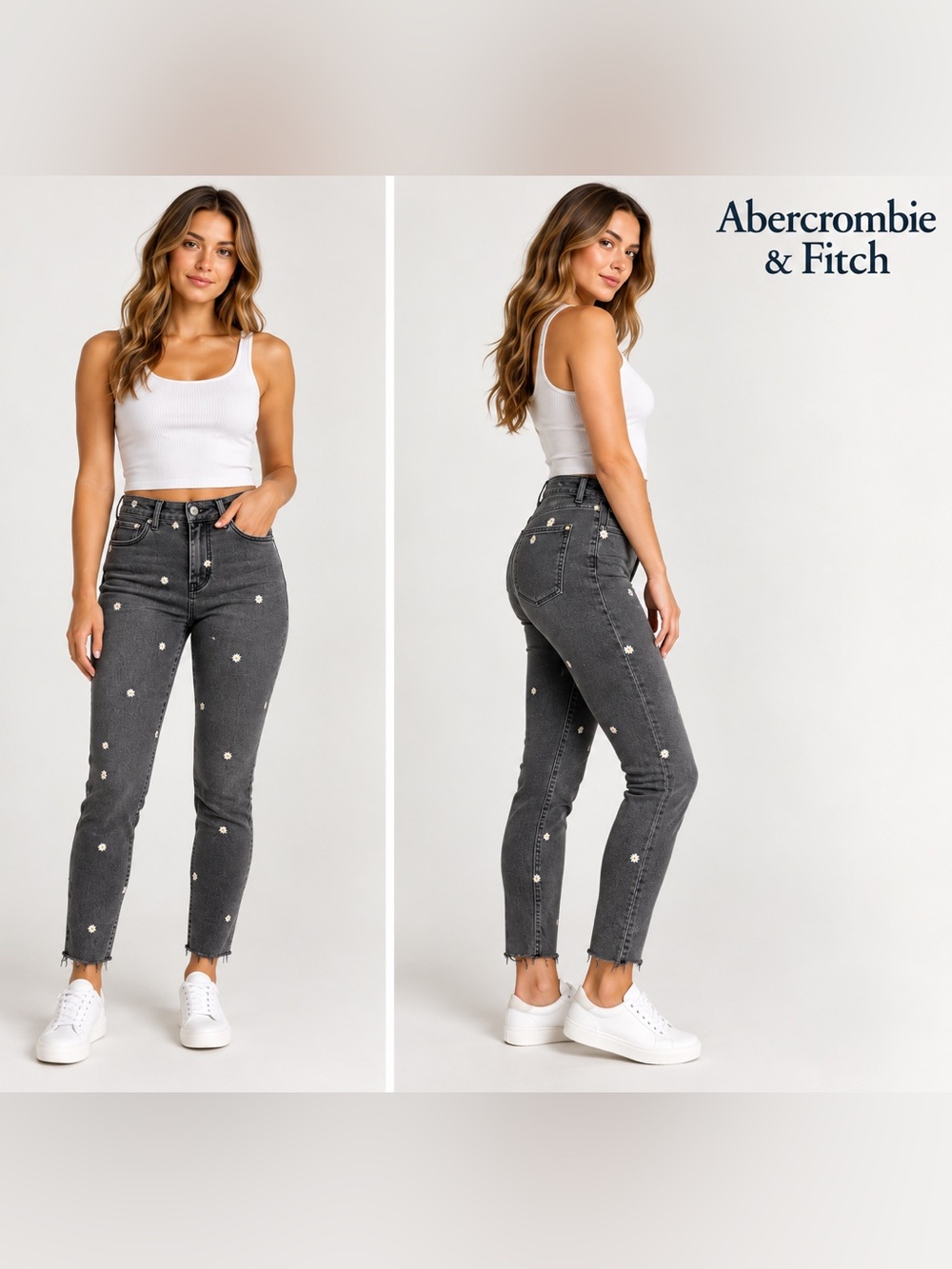 Abercrombie & Fitch Daisy Embroidered High Rise Skinny Ankle Jeans 29